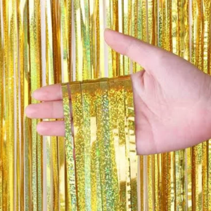 Cortina Franja 1x2m Metalizada Irisada Ref. 1676-5 Ouro
