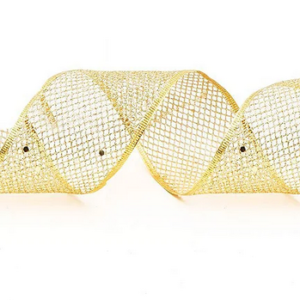 Fita Aramada De Natal 6,3cm X 9m Tela Ouro